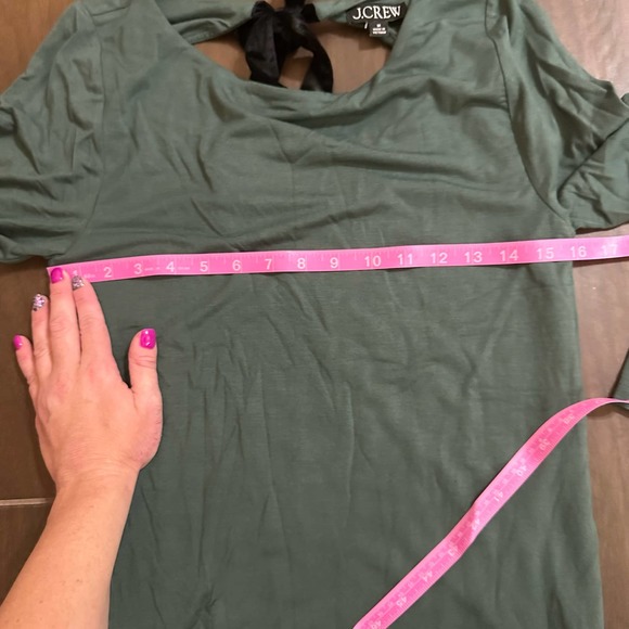 NWT J. Crew Green Pine Solid Open Back Velvet Bow FormKnit Long Sleeve Top Med - Picture 13 of 16